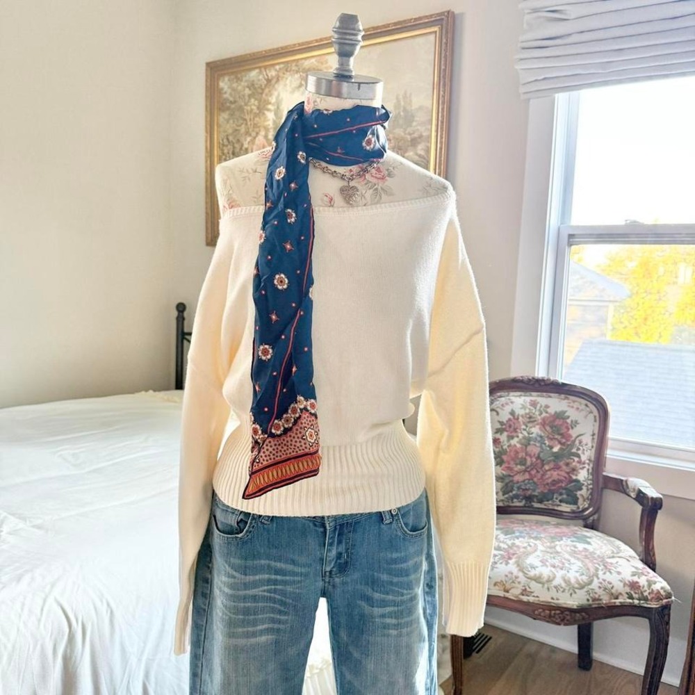 Vintage boho blue scarf
